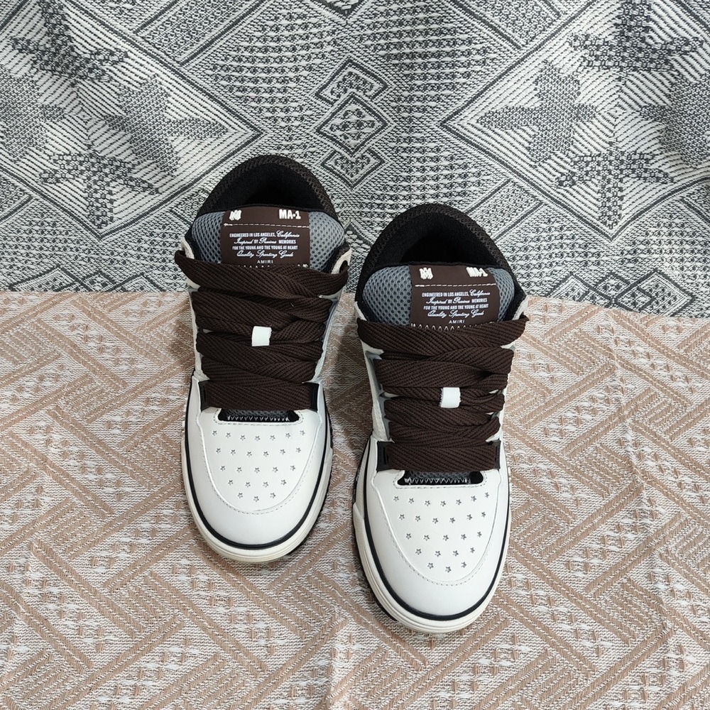 AMIRI White and Brown Low-Top Sneakers
